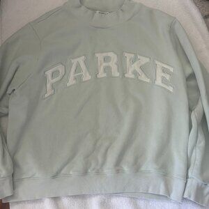 Parke Varsity Mockneck Sweater – Something Blue + White – L/XL – Worn Once